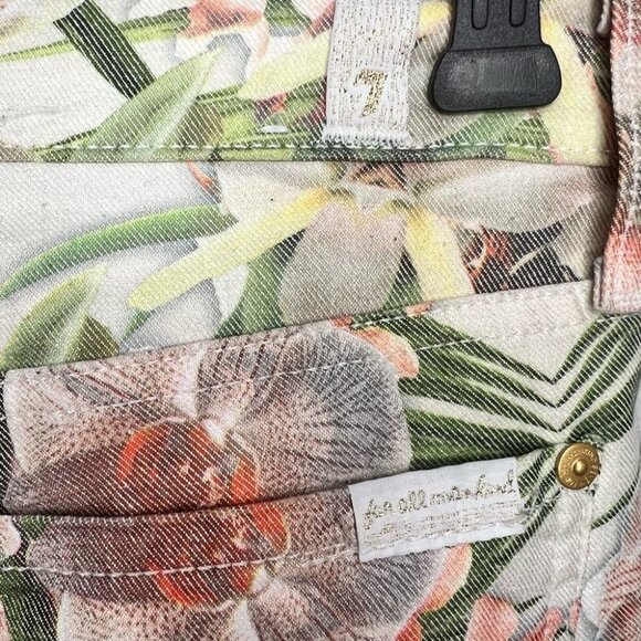 7 For All Mankind Cropped Floral Print Skinny Jeans Size 25 - Picture 8 of 10